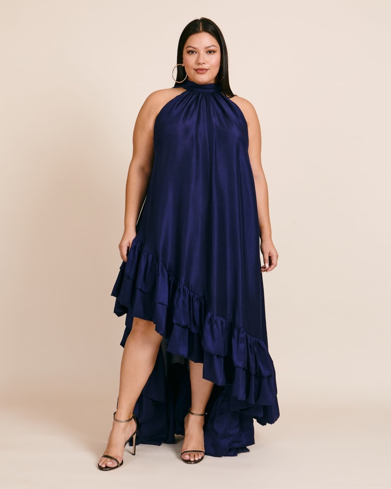 Front of a model wearing a size XXXL Lucas Dress in Navy by Azeeza. | dia_product_style_image_id:218916